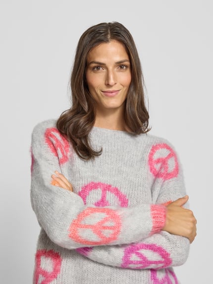 miss goodlife Sweter z dzianiny z obniżonymi ramionami Jasnoszary 3