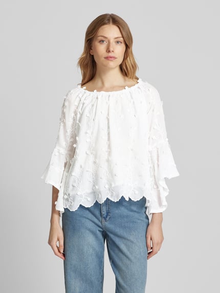 Apricot Relaxed fit blouse met structuurmotief Offwhite - 4