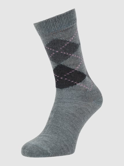 Burlington Socken mit Label-Detail Modell 'WHITBY' Mittelgrau 1