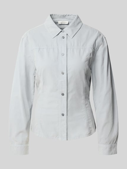 Produktfoto, Regular Fit blouse met lange mouwen van puur katoen in lichtgrijs met zichtbare stiksels, Dames blouse van Marc O'Polo