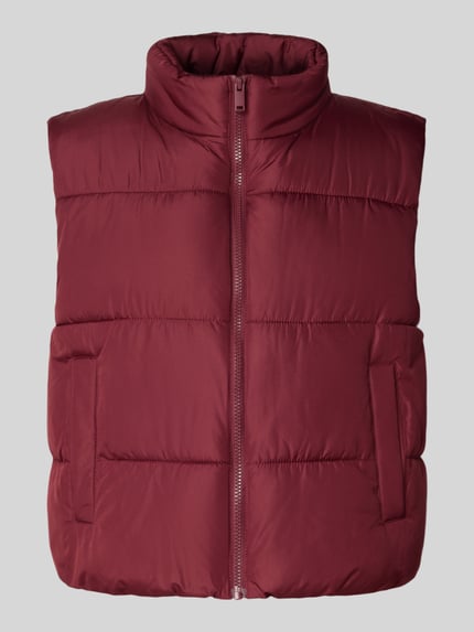 PIECES Regular Fit Steppweste mit Stehkragen Modell 'BEE NEW' Dunkelrot 2