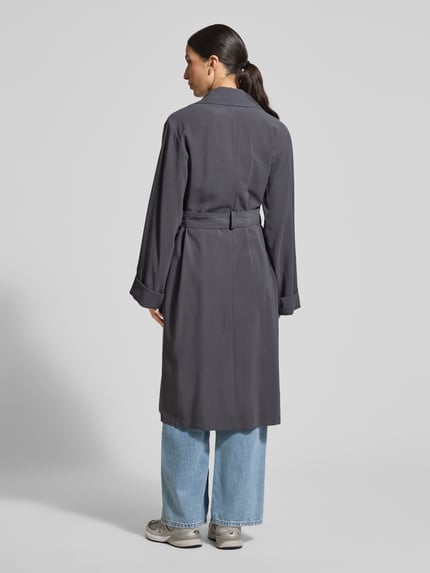 Jake*s Casual Trenchcoat aus Viskose-Mix mit Bindegürtel Dunkelgrau 5