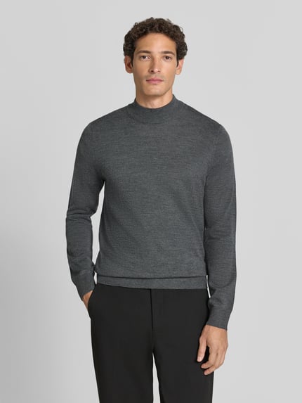 Christian Berg Men Regular fit col van wolmix Grafiet gemêleerd - 4
