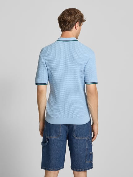 REVIEW slim fit poloshirt in brei-look IJsblauw - 5
