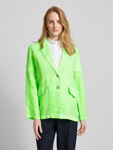 Emily Van den Bergh Lange blazer van linnen met reverskraag Neon groen - 4