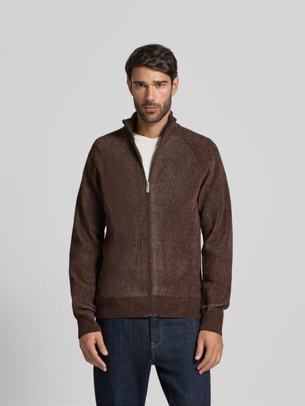 Jake*s Studio Men Cardigan met opstaande kraag en ritssluiting Chocoladebruin - 4