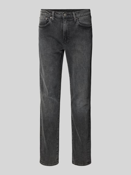 Produktfoto, Jeans mit 5-Pocket-Design von Levi's®, schwarze Baumwoll-Elasthan-Mix Slim-Fit Herren Jeans, glatte Textur, Knopf- und Reißverschluss, Bundweite 42 cm, Innenbeinlänge 80 cm, klassische Form