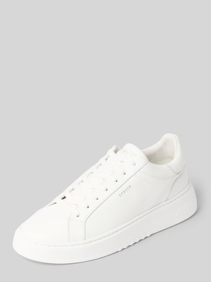 Produktfoto, Sneaker aus echtem Leder mit Logo-Detail von Copenhagen, Heren sneakers in wit met afgeronde pasvorm, logodetail, vetersluiting, licht geprofileerde zool, hakhoogte maat 44: 5 cm, schachthoogte maat 44: 7 cm, schachtbreedte maat 44: 9 cm
