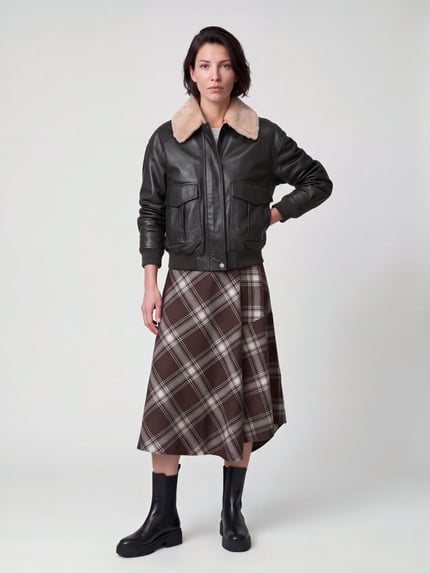 Weekend Max Mara Regular Fit Lederjacke mit abnehmbarem Fellkragen Dunkelbraun 1