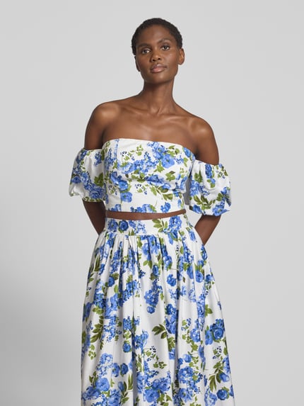 YAS Cropped Blusenshirt mit Square-Neck-Ausschnitt Modell 'SIENNA' Hellblau 4