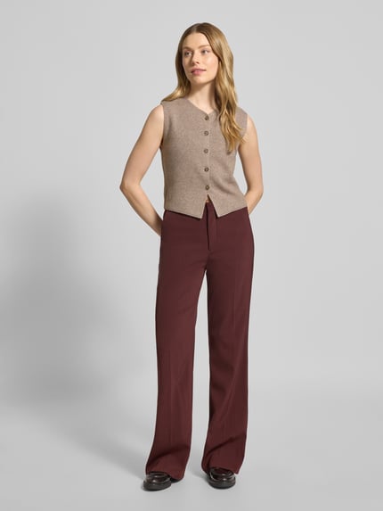 Oui Slim Fit Strickweste mit Woll-Anteil Taupe 1
