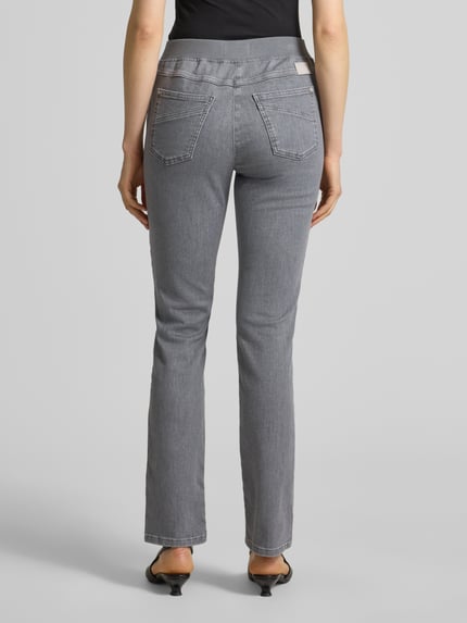 Raphaela By Brax Straight fit jeans met elastische band Lichtgrijs - 5