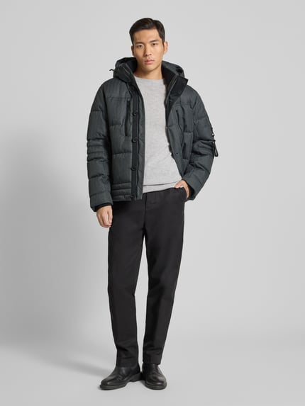Tom Tailor Regular Fit Steppjacke mit abnehmbarer Kapuze Anthrazit 1
