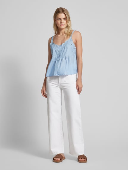MANGO Trägertop mit Motiv-Stitching Hellblau 1