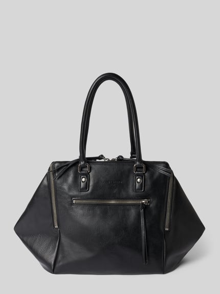 Produktfoto, Satchel Bag aus echtem Leder von LIEBESKIND BERLIN in Schwarz mit geteiltem Hauptfach, Zweiwege-Reißverschluss und Prägung