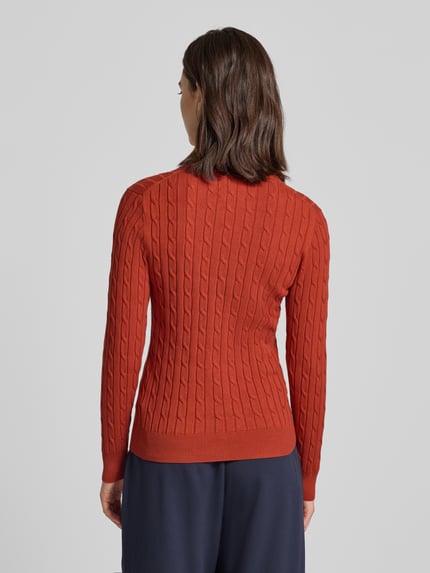 GANT Strickpullover mit gerippten Abschlüssen Rostrot 5