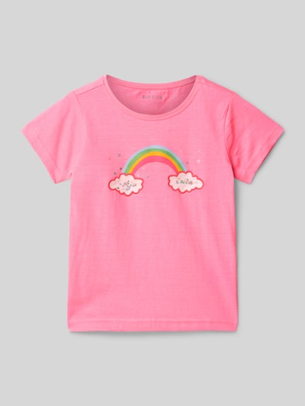 Blue Seven T-shirt z nadrukowanym motywem Neonowy różowy 1