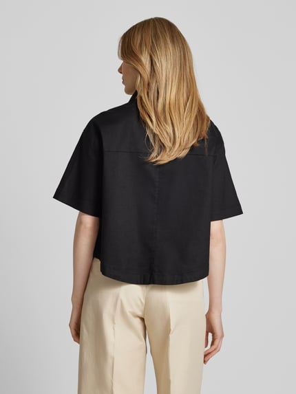 OPUS Relaxed Fit Bluse aus Baumwoll-Mix mit Leinen-Anteil Modell 'Fringo' BLACK 5