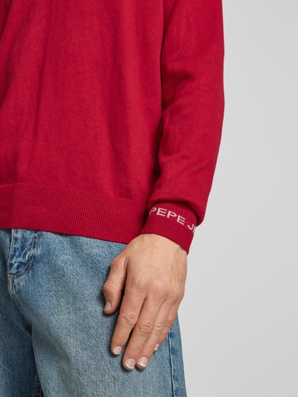 Pepe Jeans Strickpullover aus Baumwoll-Woll-Mix mit Kaschmir-Anteil Modell 'Andre' Rot 3