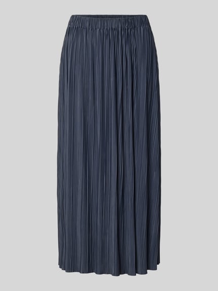 Produktfoto, spódnica midi z plisami model 'UMA' od Samsøe Samsøe, mieszanka materiałów z dodatkiem streczu, prosty krój, elastyczny pas, szerokość w rozmiarze S: 33 cm, całkowita długość w rozmiarze S: 83 cm