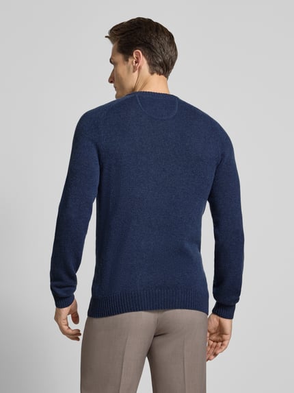 MCNEAL Regular Fit Strickpullover aus reiner Wolle Dunkelblau Melange 5