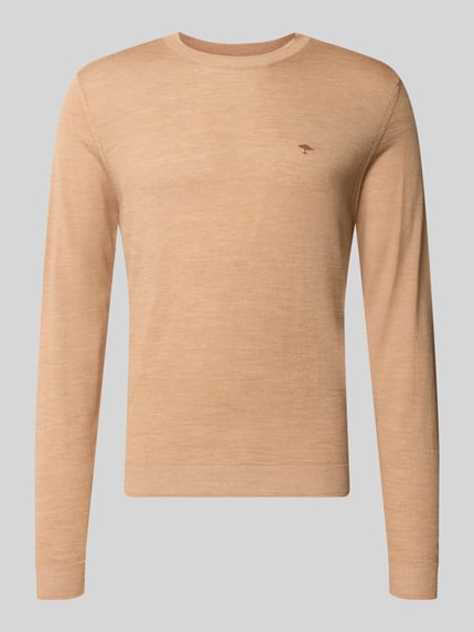 Produktfoto, gebreide pullover uit zuiver wol met ronde hals, regular fit, labelstitching, Fynch-Hatton, Heren, ruglengte maat M 66 cm, mouwlengte maat M 67 cm