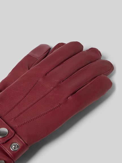 Productfoto, Handschoenen aus echt leer mit touchscreen-functie van Akaroa, Model 'Cash', deelnaad, trensje met drukknoopsluiting