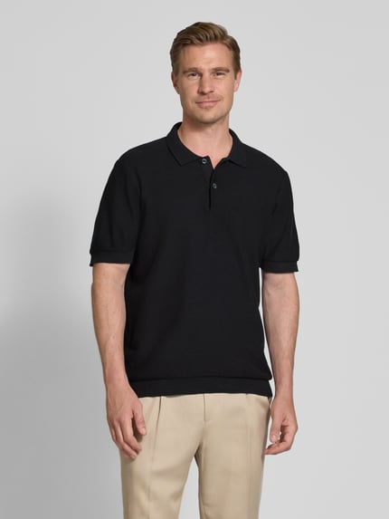 Casual Friday Relaxed Fit Poloshirt mit Strukturmuster Modell 'EDWARD' Dunkelblau 4