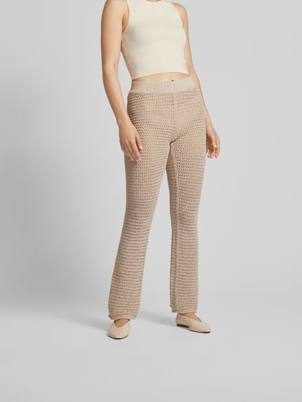 Holzweiler Flared fit stoffen broek in brei-look Zand gemêleerd - 4
