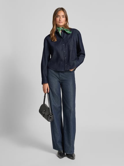 Weekend Max Mara Bluzka jeansowa o kroju oversized z czystej bawełny model ‘OBBIA’ Ciemnoniebieski 1