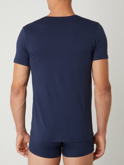 HANRO T-shirt met V-hals Donkerblauw - 4