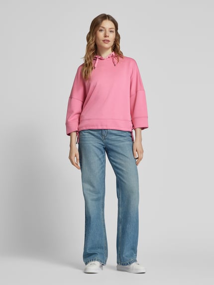 Tom Tailor Korte hoodie in scuba met3/4-mouwen Felroze - 1