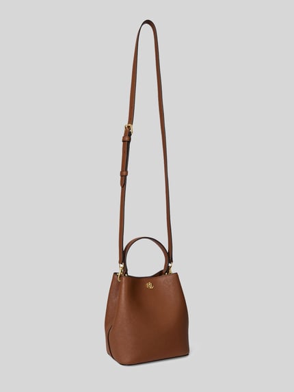 Lauren Ralph Lauren Torba na ramię z naturalnej skóry z odpinanym paskiem na ramię Koniakowy 3
