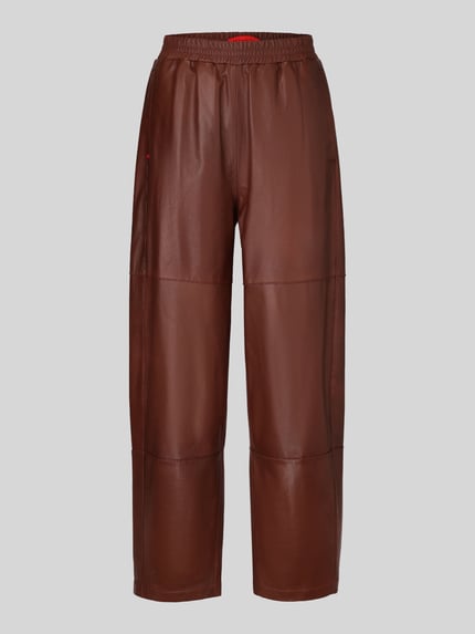MAX&Co. Regular Fit Lederhose aus Schafnappa mit Gummibund Cognac 2