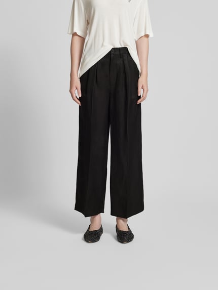 Anine Bing Stoffen broek met bandplooien Zwart - 4