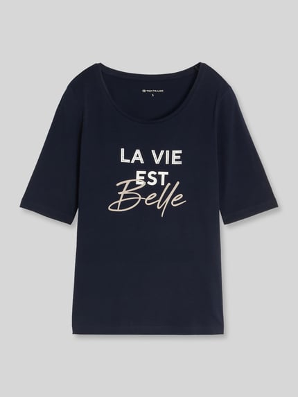 Tom Tailor Regular fit T-shirt van katoenmix Marineblauw - 2