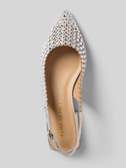 Produktfoto, Ballerinas mit Ziersteinbesatz von ALMA EN PENA in Beige mit Dornschließe, glatte Sohle, Absatzhöhe: 3 cm, Größe 40.