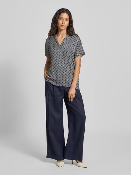 Milano Italy Regular fit blouseshirt met tuniekkraag Marineblauw - 1