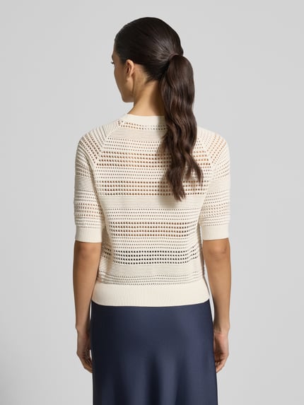 Christian Berg Woman Selection Strickshirt mit 1/2-Arm und gerippten Abschlüssen Ecru 5