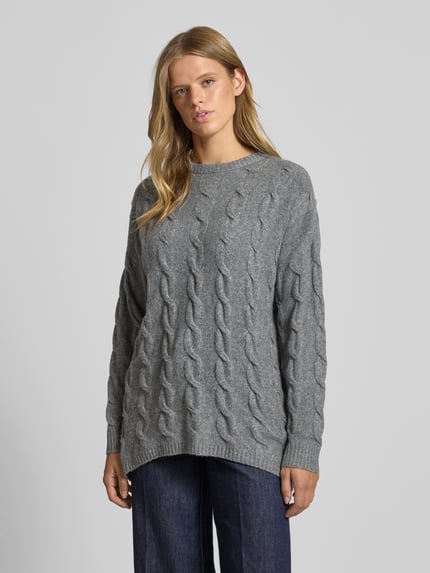 ONLY Regular Fit Strickpullover mit Strukturmuster Modell 'JEANETTE' Mittelgrau Melange 4