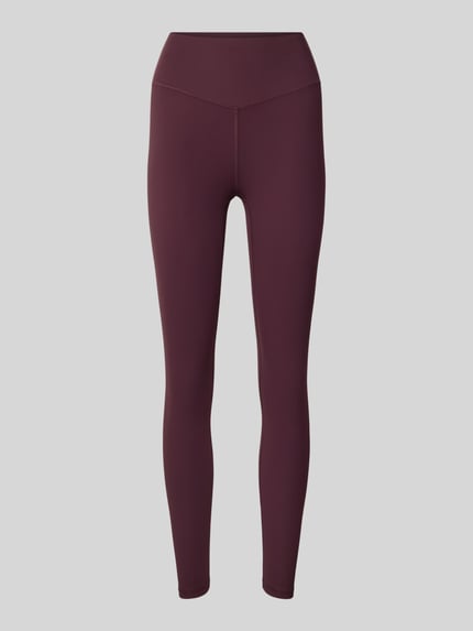 Produktfoto, Slim Fit Leggins mit Logo-Print Modell 'PURELUXE' von Fabletics in Dunkelrot, elastischer Bund, glatte Oberfläche