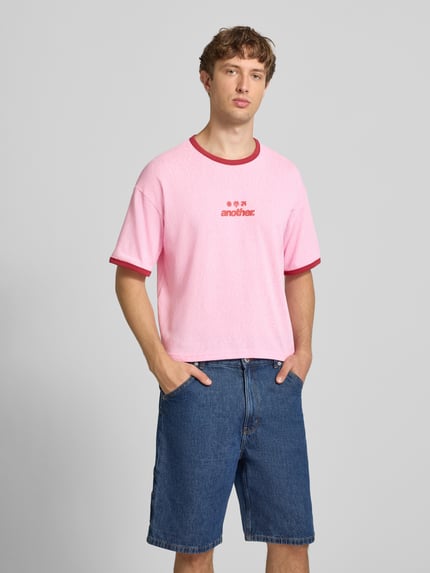 ANOTHER COTTON LAB T-Shirt mit Label-Print und Rundhalsausschnitt Rosa 4