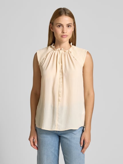 Marc Cain Blouseshirt met ruches en kapmouwen Beige - 4