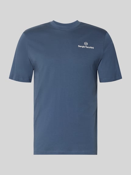 Produktfoto, Regular Fit T-Shirt mit Logo-Print von SERGIO TACCHINI in Blau aus Reine Baumwolle, Herren T-Shirt mit Rundhalsausschnitt.