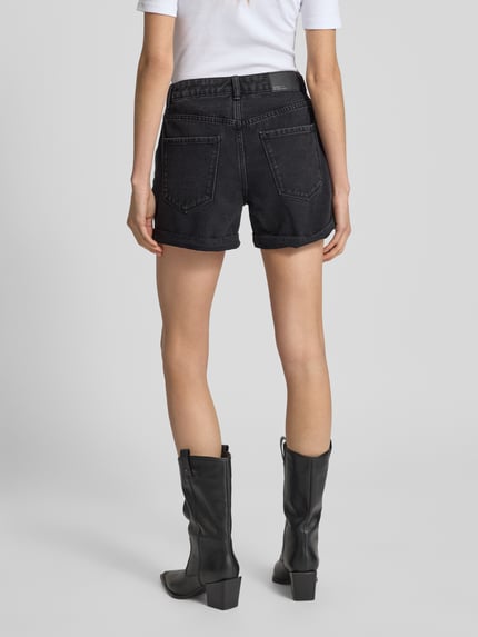 VERO MODA Relaxed Fit Jeansshorts aus Baumwoll-Mix Modell 'ZURI' Black 5
