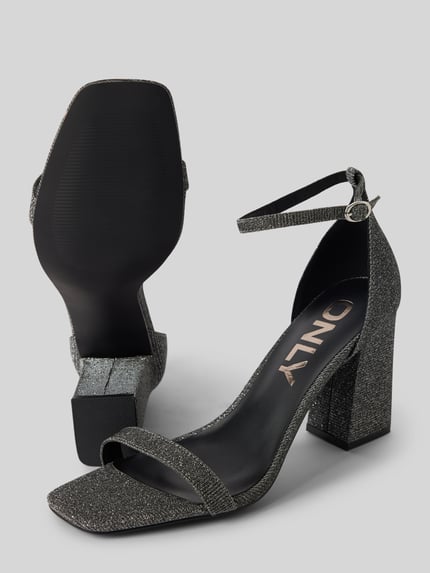 ONLY Sandalen met hak in glitterlook, model 'ANYX' Zilver - 4