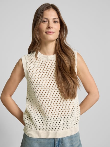 Christian Berg Woman Tricottop met ajourpatroon Zand - 3