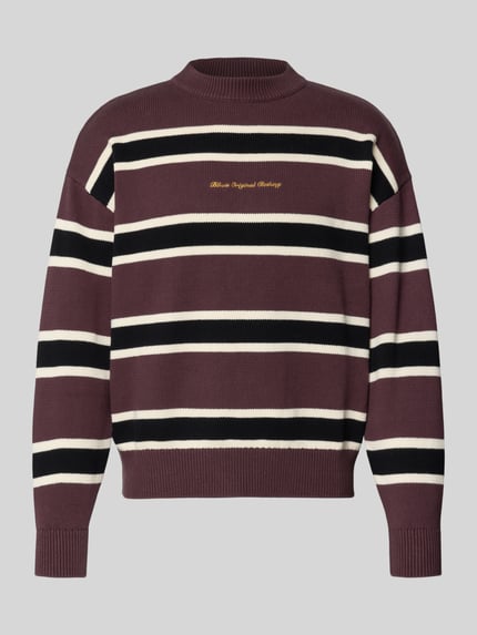 Gebreide pullover met streepmotief en labelstitching Shop The Look MANNEQUINE