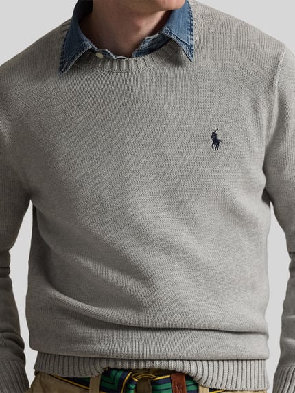 Polo Ralph Lauren Relaxed Fit Pullover aus reiner Baumwolle Hellgrau 3