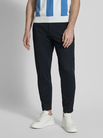 CINQUE Slim fit stoffen broek met persplooien model 'JUNO' Marineblauw - 4